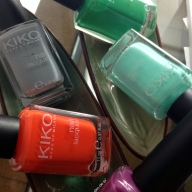 Mes petites nouveautés Kiko : Prune 316, Orange 357, Gris 328, Bleu turquoise389, Vert 296